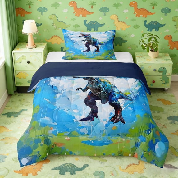 Erosebridal Oil Painting Dino Twin Comforter Sets for Boys, Tyrannosaurus Rex T-Rex Bedding Set