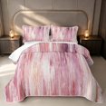 thumbnail image 1 of Erosebridal Oil Painting Quilt King, Pastel Pink Ombre King Coverlet Set, Pink Reversible 3 Pieces 1 Bedspread and 2 Pillowcases, 1 of 7