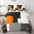 thumbnail image 1 of Erosebridal Oil Painting Stripes Bed in a Bag Full Size,Modern Aesthetic Art Bed Set,Orange Black Gray Bedding Full Size,Microfiber Bedroom Decoration Reversible,7 Pieces, 1 of 7