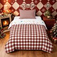 thumbnail image 1 of Erosebridal Old Fashion Gingham Twin Comforter Sets, Check Christmas Bedding Set, White Maroon, Christmas Reversible, 2pcs, 1 Comforter and 1 Pillowcase, 1 of 7