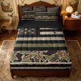 thumbnail image 1 of Erosebridal Olive Green Vintage US Flag Zipper Queen Comforter Set with Fitted Sheet and 2 Pillowcases for Boys Men, Rustic Camouflage Zipper Bedding Set, Black Reversible, 4-Piece, 1 of 7