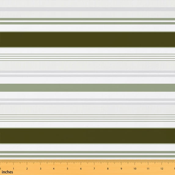Erosebridal Olive Sage Horizontal Stripe Fabric by the Yard 3 Yards, Wide Thin Band Pattern Room Decor Fabric by the Yard