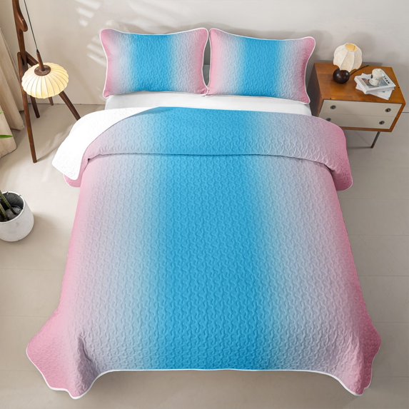 Erosebridal Ombre Strip Quilt King,Colorful Gradient Lines King Coverlet Set For Girls,3pcs