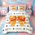 thumbnail image 1 of Erosebridal Orange Bow-Tie Print 7pcs Bedding Comforter Set For Kids,Girls Baseball Ball Game Queen Bedding Sets,Reversible, 1 of 7