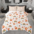 thumbnail image 1 of Erosebridal Orange Cute Fox Full Size Comforter Sets,Cartoon Rainbow Print Bedding Sets For Girls Kids 3-Piece, 1 of 7