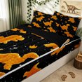 thumbnail image 1 of Erosebridal Orange Dinosaur Cookie Zipper Twin Comforter Sets with Fitted Sheet and 2 Pillowcases for Boys Girls, Sparkle Stars Galaxy Zipper Bedding Set, Black Reversible, 4pcs, 1 of 7