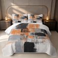 thumbnail image 1 of Erosebridal Orange Gray White Black Twin Quilt Set, Aesthetic Oil Painting Twin Coverlet Set, Black Reversible 2-Piece 1 Bedspread and 1 Pillowcase, 1 of 7