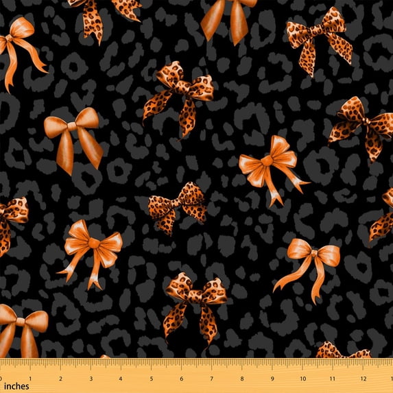 Erosebridal Orange Leopard Bow Fabric by the Yard 2 Yards, Cheetah Print Ribbon Sewing Fabric