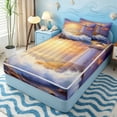 thumbnail image 1 of Erosebridal Orange Painted Lighthouse Zipper Full Size Comforter Sets with Fitted Sheet and 2 Pillowcases for Boys Girls, Seagull Wave Sunset Zipper Bedding Set, Gray Reversible, 4pcs, 1 of 7