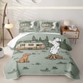 thumbnail image 1 of Erosebridal Orange RV Car Dog Campfire Bed Spread Queen, Green Pine Tree Queen Coverlet Set for Men and Women, 3pcs, 1 of 7