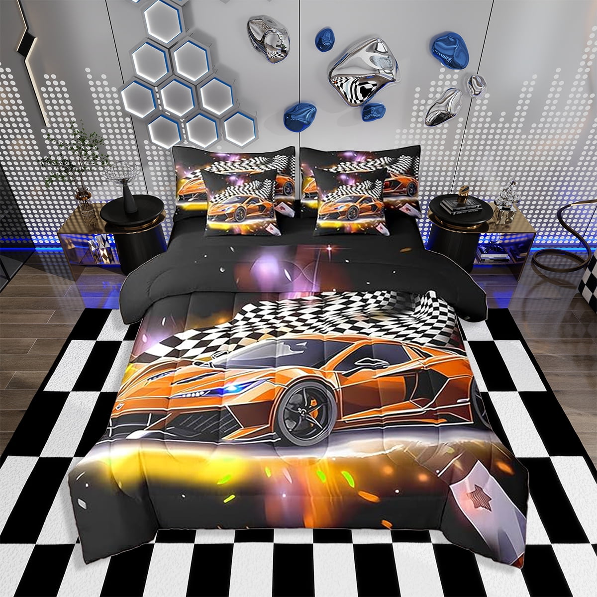 Sprint Car Racing Bedding Set Orange