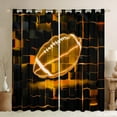thumbnail image 1 of Erosebridal Orange Rubgy Curtains Pack of 2 (38x45),Modern Geometric Grid Black Out Curtains,Glowing Neon Light Curtains for Living Room For Teens,Breathable Room Decor, 1 of 7