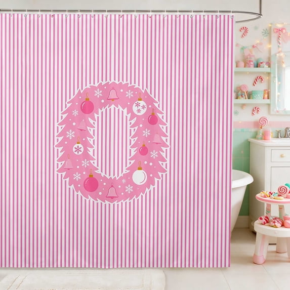 Manfei Ornament Waterproof Shower Curtain 72Wx72L Initial Bathroom Curtain, Pink L