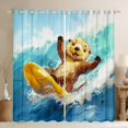 thumbnail image 1 of Erosebridal Otter Surfing Curtains Pack of 2 (42Wx63L),Blue Yellow 30%-50% Black Out Curtains,Ocean Sea Curtains for Living Room,Marine Room Decor, 1 of 6