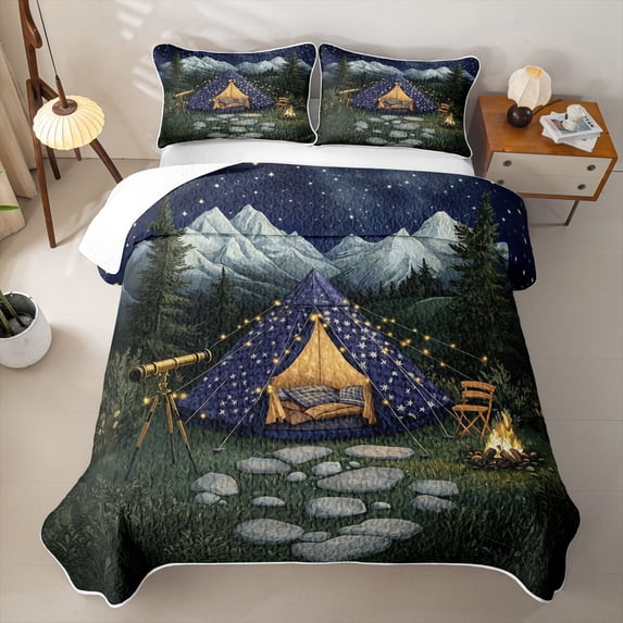 Erosebridal Outdoor Camping Adventure Quilt King,Rustic Country Style King Coverlet Set For Girls Kids,3pcs