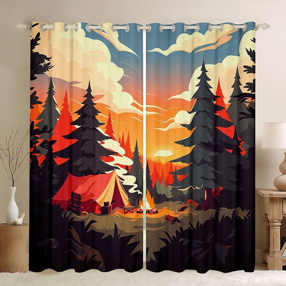 Erosebridal Outdoor Camping Black Out Curtains For Camper Gifts,Country Style Curtains Pack of 2 (42x63 Each) For Kids Boys