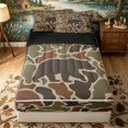 thumbnail image 1 of Erosebridal Outdoor Hunting Bear Silhouette Pattern Zipper Twin Comforter Sets with Fitted Sheet and 2 Pillowcases,Duck Camo Print Zipper Bedding Set,Olive Brown Beige,Black Reversible, 1 of 6