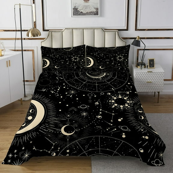 Erosebridal Outer Space Cosmos Coverlet Set King,Psychedelic Constellation Bedding Set,Astrology Bedroom Decor,Breathable,3 Pieces