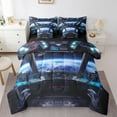 thumbnail image 1 of Erosebridal Outer Space Spacecraft Bed in a Bag Full Size,Galaxy Planet Bed Set,Earth Print Bedding Full Size For Men Women,Breathable Bedroom Decor Reversible,7 Pieces, 1 of 6