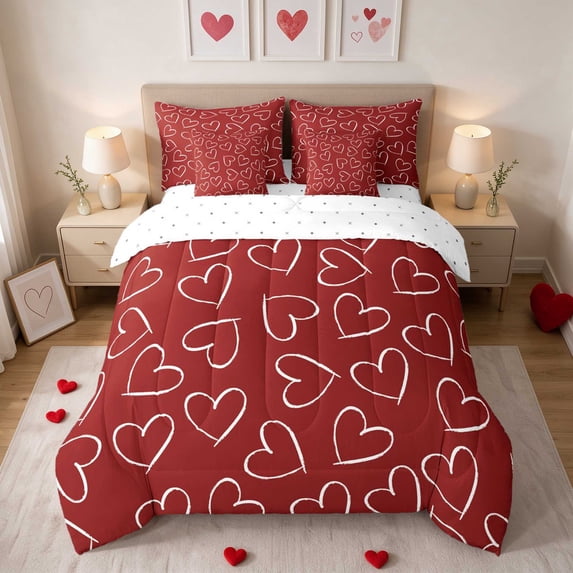 Erosebridal Outline Heart Valentine Chalk Full Size Bedding Sets for ...