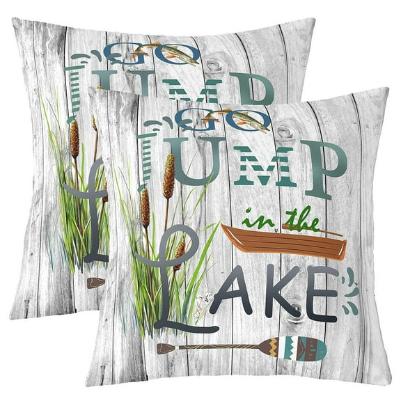 Erosebridal Paddle Boat Pillow Cases Set of 2, Lake House Cushion Covers 18x18, Rustic Farmhouse Decor