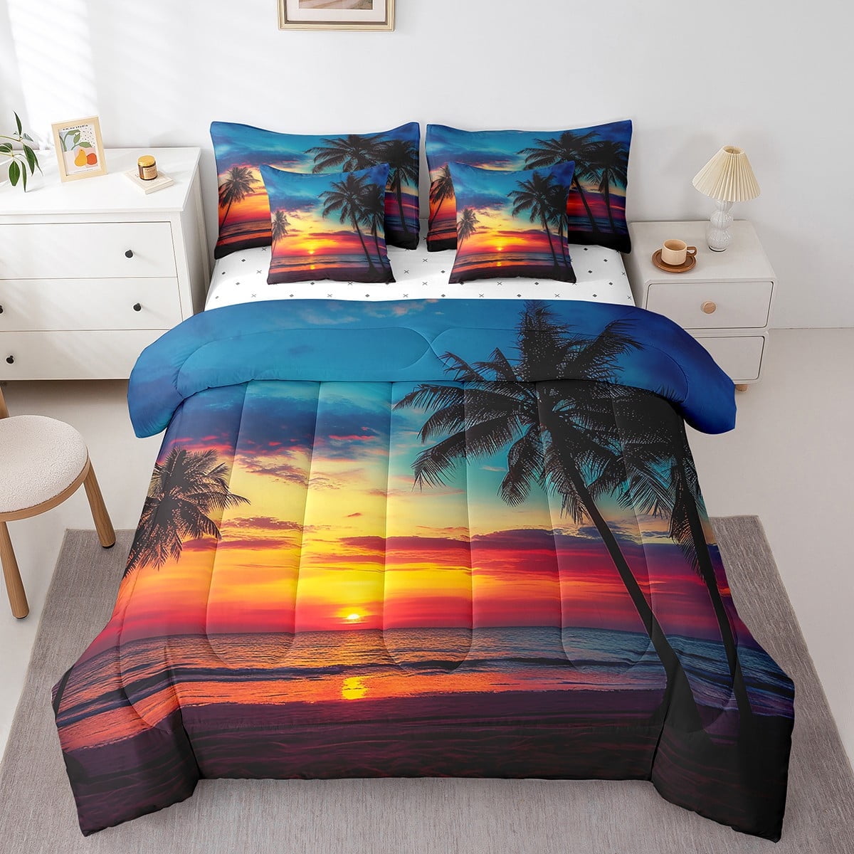 Unique Print Sunset Palms Relaxed Two-Piece Set