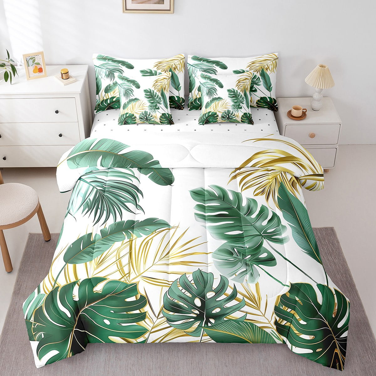 Erosebridal Palm Leaf Bedding Sets Twin Size, Tropic Botanical ...