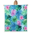 thumbnail image 1 of Erosebridal Palm Leaf Fleece Blanket, Pink Floral Flower Sherpa Throw, Tropical Theme Room Decor, 30x40, 1 of 6