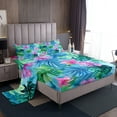 thumbnail image 1 of Erosebridal Palm Leaf Twin Sheet Sets, Pink Floral Flower Bedding Twin Size, Tropical Theme Room Decor, 3pcs, 1 of 7