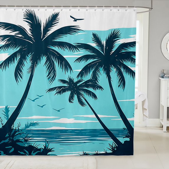 Erosebridal Palm Tree Leaves Shower Curtain 72x72,Tropical Plants Bath Curtain,Ocean Decoration