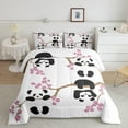 thumbnail image 1 of Erosebridal Panda Comforter Set, Cherry Blossoms Bedding Set Full Size Cute Animal Quilted Duvet Teens Adult, Flower Branches Cartoon Style Bedding Comforters for Bedroom Decor, 1 of 5