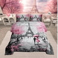 thumbnail image 1 of Erosebridal Paris Bedding Set Full Size Pink and Gray Eiffel Tower Comforter Set for Teens Bedroom Decor with 2 Pillow Cases, 1 of 7