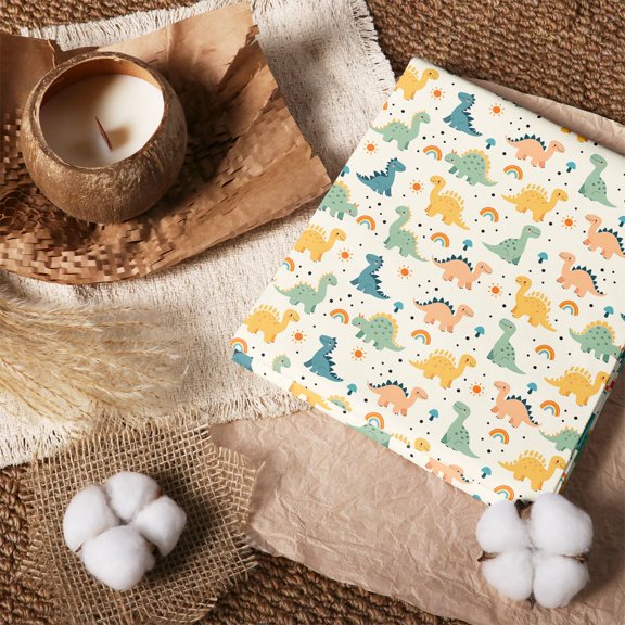Erosebridal Pastel Dinosaur Print 100% Cotton Fabric by the Yard 2 Yards, Sweet Roar Sewing Fabric