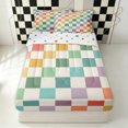 thumbnail image 1 of Erosebridal Pastel Neutral Check Zipper Queen Comforter Set with Fitted Sheet and 2 Pillowcases for Girls, Fashion Grid Buffalo Zipper Bedding Set, Polkadot Reversible, 4 Pieces, 1 of 7