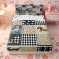 thumbnail image 1 of Erosebridal Patchwork Dachshund Pattern Zipper Queen Comforter Set with Fitted Sheet and 2 Pillowcases,Check Bone Print Zipper Bedding Set,Brown Beige Black White,Reversible, 1 of 6