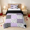 thumbnail image 1 of Erosebridal Patchwork Heart Checkered Stars Twin Duvet Cover for Girls, Plaid Polka Dot Quilt Twin Bedding, Black Reversible 2pcs 1 Duvet Cover and 1 Pillowcase, 1 of 5