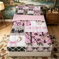 thumbnail image 1 of Erosebridal Patchwork Hunting Pattern Zipper Full Size Comforter Sets with Fitted Sheet and 2 Pillowcases,Camo Bow Print Zipper Bedding Set,Pink Brown Olive Green,Pink Reversible, 1 of 6