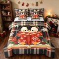 thumbnail image 1 of Manfei Penguin Twin Bedding 7pcs Snow Bedding Comforter Set, Red Green, Xmas Reversible, 1 of 6