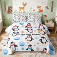 thumbnail image 1 of Erosebridal Penguin Twin Quilt Set for Boys Girls, Winter Scarves Twin Coverlet Set, 2-Piece 1 Bedspread and 1 Pillowcase, 1 of 7