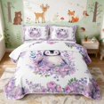thumbnail image 1 of Erosebridal Penguin Twin Quilt Set for Girls, Purple Flowers Twin Coverlet Set, 2-Piece 1 Bedspread and 1 Pillowcase, 1 of 7