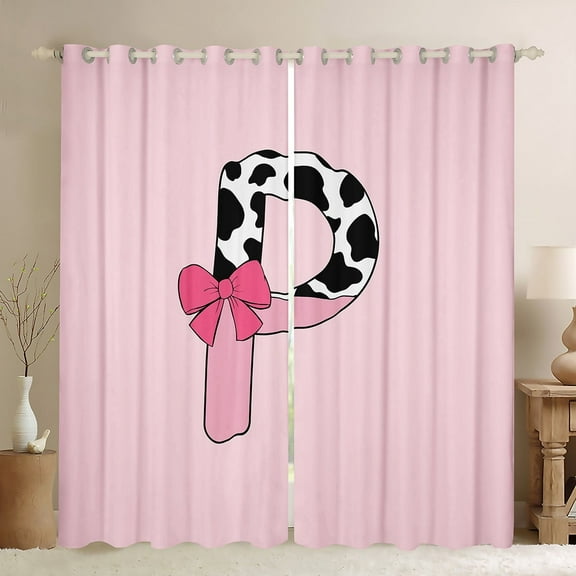 Erosebridal Personalized Alphabet P Curtains Pack of 2 (42Wx63L),Kawaii Initial 30%-50% Black Out Curtains,Curtains for Living Room,Teenager Bedroom Decor