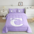 thumbnail image 1 of Erosebridal Personalized Gifts Bedding Full Comforter Set,Latter C Down Comforter,Purple Cartoon Bow Bedding Sets Full with Comforter,Lightweight Room Decoration,3 Pieces, 1 of 7