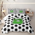 thumbnail image 1 of Erosebridal Personalized Initial B Soccer Print Quilt King for Boys Girls,Teens Green Glitter Print King Coverlet Set, 1 of 7
