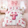 thumbnail image 1 of Erosebridal Personalized Initial T Queen Comforter Set 3pcs for Girls Kids,Teens Cute Ribbon Bow Tie Bedding Comforter Set,Pink Reversible,Ultra Soft Home Decor, 1 of 6