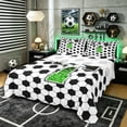 thumbnail image 1 of Erosebridal Personalized Initial T Soccer Print Queen Sheet Sets 4 Pieces for Boys Girls,Teens Green Glitter Print Bed Set,Ultra Soft Home Decor, 1 of 5
