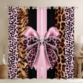 thumbnail image 1 of Erosebridal Personalized Leopard Bowknot Black Out Curtains,Pink Cheetah Print Kids Curtains Pack of 2 (42x63 Each), 1 of 7