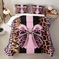 thumbnail image 1 of Erosebridal Personalized Leopard Bowknot Twin Quilt Set,Pink Cheetah Print Kids Twin Coverlet Set,2 Pieces, 1 of 7