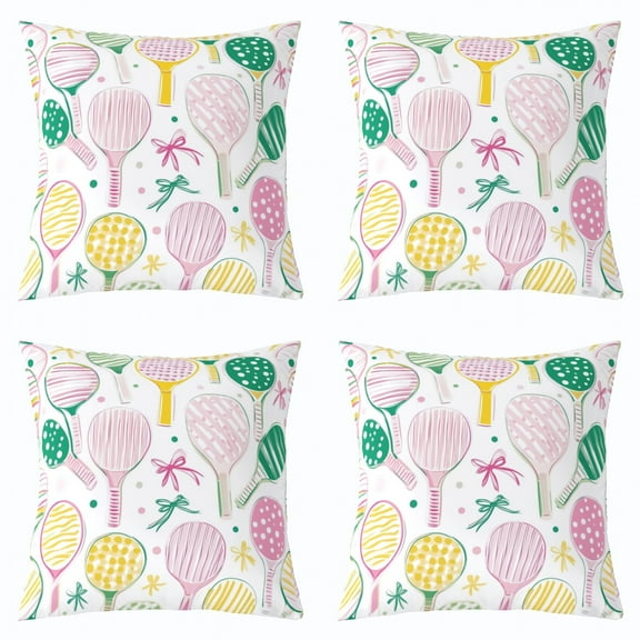 Erosebridal Pickleball Throw Pillow Covers 20x20 Set of 4, Colorful Bowknot Pillow Cases for Couch