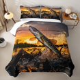 thumbnail image 1 of Erosebridal Pike Fish Print Boys Girls Twin Quilt Set, Rustic Cabin Twin Coverlet Set, Black Orange, 2-Piece, 1 of 7