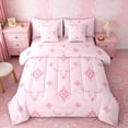thumbnail image 1 of Erosebridal Pink Aztec Bedding Comforter Set for Girls, Rustic Lodge Cabin Cow Skull Full Bedding Set, Pink Reversible 7pcs, 1 of 6